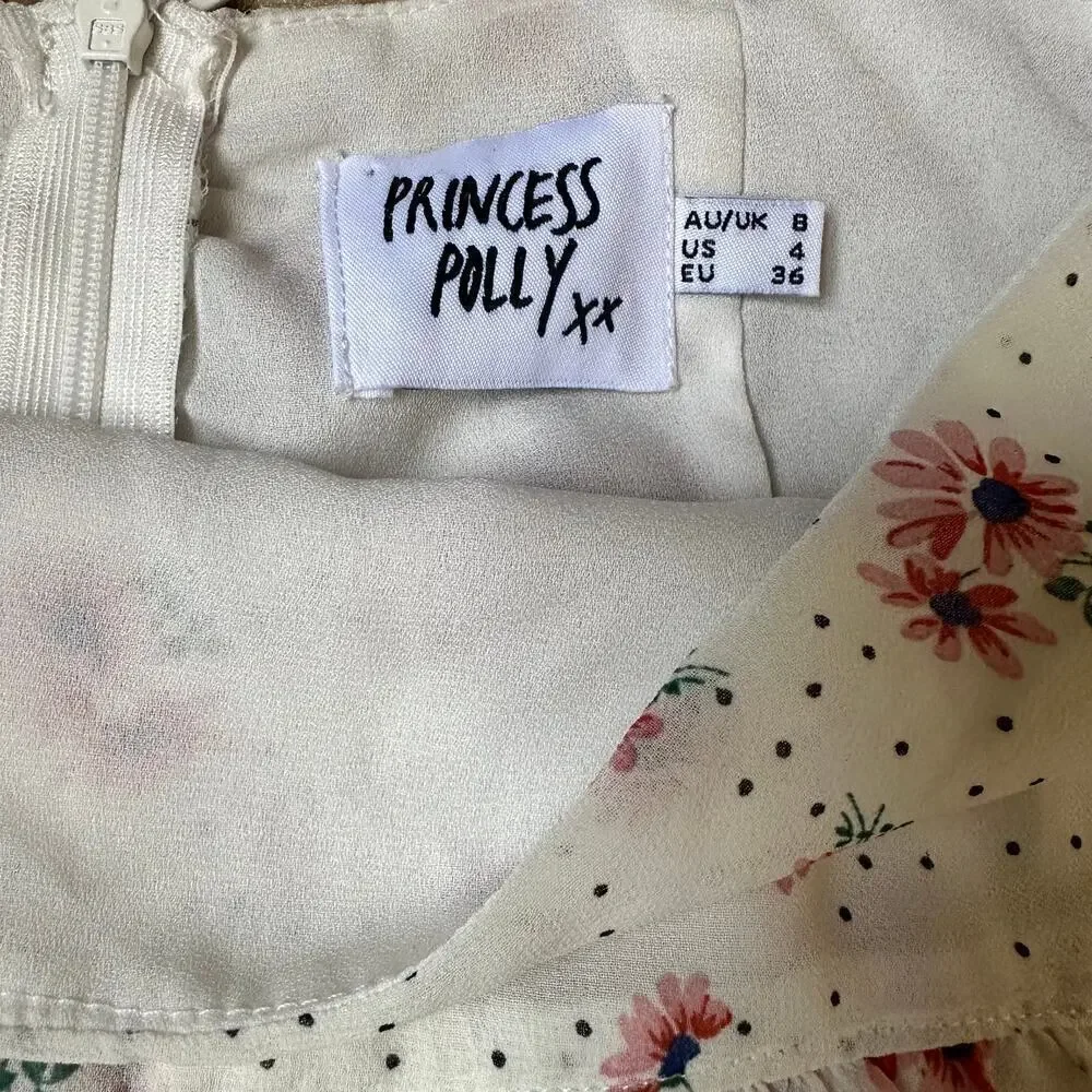 Princess Polly Skirt Adelina Mini Floral White Size 4 - Picture 6 of 7